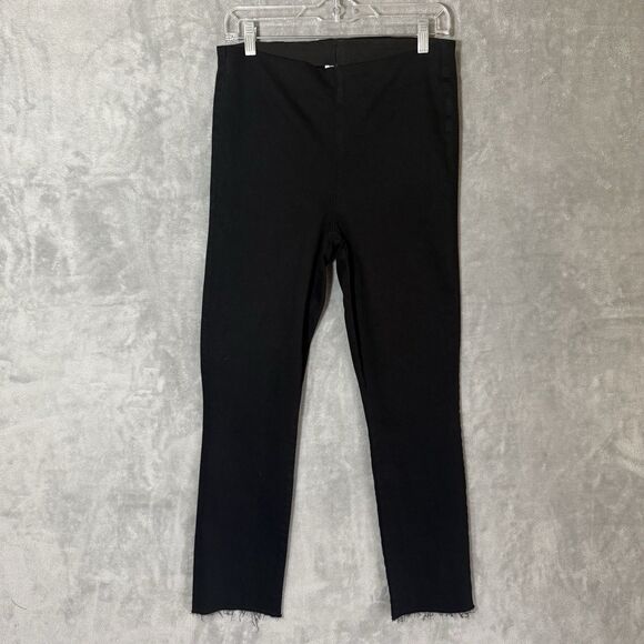 Frank & Eileen Black Derry Illusion Pull On Elastic Waist Pants Women 29 Raw Hem